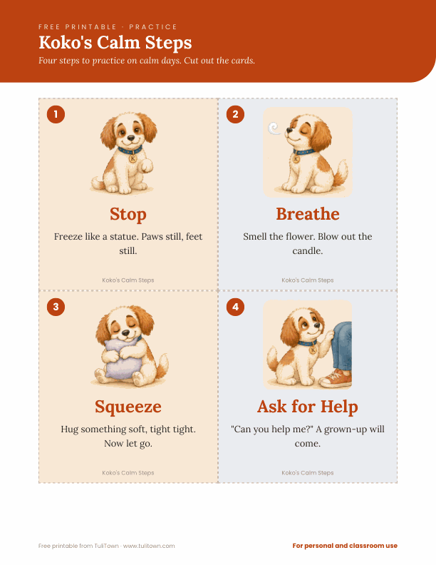 Preview of the Koko's Calm Steps printable