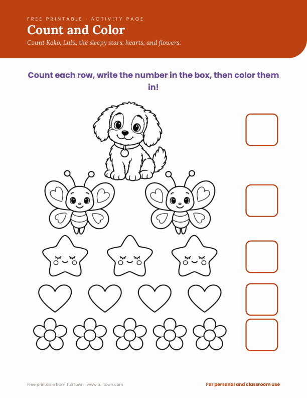 Preview of the Count and Color activity page
